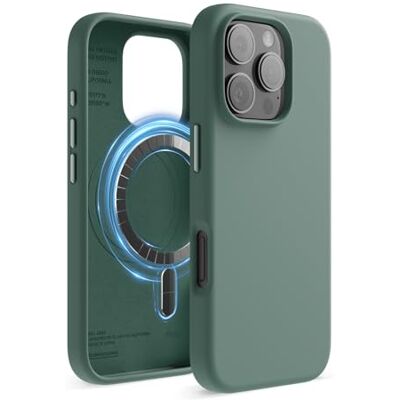 elago Cover Magnetica in Silicone per iPhone 16 Pro (6,3") Compatibile con MagSafe, Magneti Integrati, Presa Morbida, Antiurto (Notte Verde) elago Cover Magnetica in Silicone per iPhone 16 Pro (6,3") Compatibile con MagSafe, Magneti Integrati, Presa Morbida, Antiurto (Notte Verde)