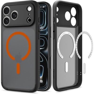 Spigen Cover Ultra Hybrid MagFit per iPhone 18 Pro Max/iPhone 17 Pro Max Compatibile con MagSafe, Frost Black Orange Spigen Cover Ultra Hybrid MagFit per iPhone 18 Pro Max/iPhone 17 Pro Max Compatibile con MagSafe, Frost Black Orange