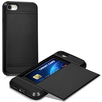 kwmobile Custodia Hybrid con scompartimento per tessere compatibile con Apple iPhone SE (2020/2022) / 8/7 in nero kwmobile Custodia Hybrid con scompartimento per tessere compatibile con Apple iPhone SE (2020/2022) / 8/7 in nero