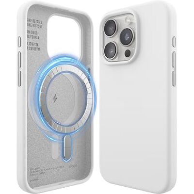 elago Cover Magnetica in Silicone per iPhone 15 Pro Compatibile con MagSafe, Magneti Integrati, Silicone Premium, Protezione Completa, Struttura a 5 Strati (Bianco) elago Cover Magnetica in Silicone per iPhone 15 Pro Compatibile con MagSafe, Magneti Integrati, Silicone Premium, Protezione Completa, Struttura a 5 Strati (Bianco)