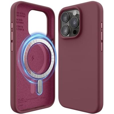 elago Cover Magnetica in Silicone per iPhone 15 Pro Compatibile con MagSafe, Magneti Integrati, Silicone Premium, Protezione con Struttura a 5 Strati (Bordeaux) elago Cover Magnetica in Silicone per iPhone 15 Pro Compatibile con MagSafe, Magneti Integrati, Silicone Premium, Protezione con Struttura a 5 Strati (Bordeaux)