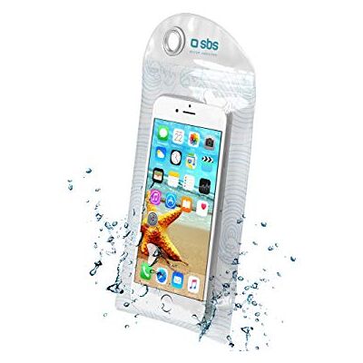 SBS Custodia Water Resistant per Smartphone Fino a 5,5", Resistente a Schizzi e Sabbia, con Funzione Touch Screen, Trasparente SBS Custodia Water Resistant per Smartphone Fino a 5,5", Resistente a Schizzi e Sabbia, con Funzione Touch Screen, Trasparente