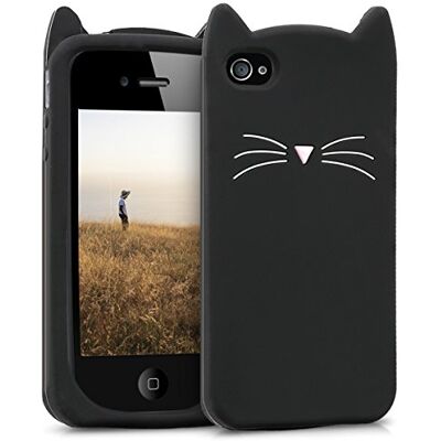 kwmobile Cover compatibile con Apple iPhone 4 / 4S Custodia Cover in silicone TPU Copertina protettiva Back Case Backcover gatto nero/bianco kwmobile Cover compatibile con Apple iPhone 4 / 4S Custodia Cover in silicone TPU Copertina protettiva Back Case Backcover gatto nero/bianco