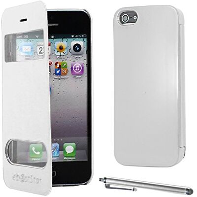 ebestStar Cover Compatibile con iPhone SE 5S 5 Custodia Portafoglio Protezione Libro, Flip con Finestra View + Penna, Bianco ebestStar Cover Compatibile con iPhone SE 5S 5 Custodia Portafoglio Protezione Libro, Flip con Finestra View + Penna, Bianco