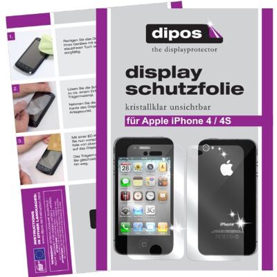 dipos 4x Pellicola Protettiva trasparente per Apple iPhone 4S Si adatta perfettamente, ultra sottile, antigraffio, senza bolle, compatibile con cover, anti impronte, autoadesiva dipos 4x Pellicola Protettiva trasparente per Apple iPhone 4S Si adatta perfettamente, ultra sottile, antigraffio, senza bolle, compatibile con cover, anti impronte, autoadesiva