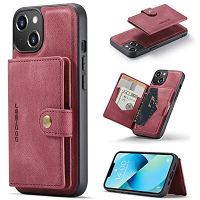 Generic HERCN PU Custodia in Pelle per iPhone 14 Plus 6.7";Porta Carte Rimovibile -Cavalletto -Cover per Cellulare Funzionale con Piccolo Portafoglio Magnetico Unico. (Rosso) Generic HERCN PU Custodia in Pelle per iPhone 14 Plus 6.7";Porta Carte Rimovibile -Cavalletto -Cover per Cellulare Funzionale con Piccolo Portafoglio Magnetico Unico. (Rosso)