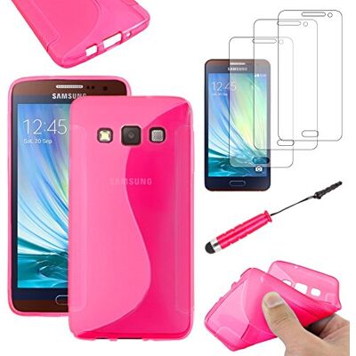 ebestStar Cover Compatibile con Samsung A3 Galaxy (2015) SM-A500F Custodia Protezione S-Line Design Silicone Gel TPU Morbida e Sottile + Mini Penna +3 Pellicole plastica, Rosa ebestStar Cover Compatibile con Samsung A3 Galaxy (2015) SM-A500F Custodia Protezione S-Line Design Silicone Gel TPU Morbida e Sottile + Mini Penna +3 Pellicole plastica, Rosa