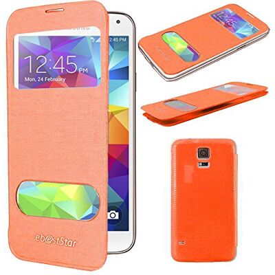 ebestStar Cover Compatibile con Samsung S5 G900F, Galaxy S5 New G903F Neo Custodia Portafoglio Protezione Libro, Flip con Finestra View, Arancione ebestStar Cover Compatibile con Samsung S5 G900F, Galaxy S5 New G903F Neo Custodia Portafoglio Protezione Libro, Flip con Finestra View, Arancione