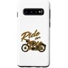 ABBIGLIAMENTO MOTO GUIDA O MUORI Custodia per Galaxy S10 CARINO RIDE OR DIE Motocicletta con testo marrone e nero