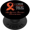 Leukemia Cancer Awareness Tees Indosso l'arancia per il mio figliastro Consapevolezza del cancro alla leucemia PopSockets PopGrip Intercambiabile