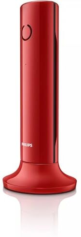 Philips DECT M4501R/34 Telefono Fisso Cordless, Display LCD da 1,6'', Retroilluminazione, Vivavoce Integrato, Suono HQ, Sottile e compatto Rosso (Compatibile: ES, IT, FR)