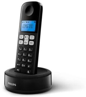 Philips DECT D1611B/34 Telefono Cordless Casa, Retroilluminato, Suono HQ, Fino a 4 Portatili, Con Vivavoce, Basso Consumo, ID Chiamante, Telefoni Fisso Colore Nero (Compatibile: ES, IT, FR)