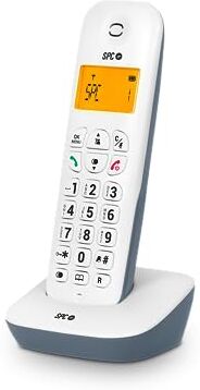 SPC Air Telefono fisso wireless con schermo illuminato, ID chiamante, rubrica 20 contatti, Modalità Mute, 5 melodie disponibili, Compatibilità GAP e modalità ECO Bianco