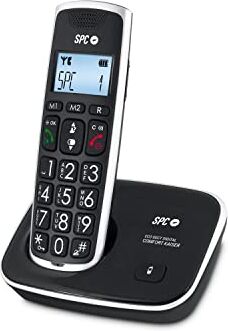 SPC Comfort Kaiser – Telefono cordless per Anziani con tasti e numeri XL, Suono extra-amplificato, 2 Memorie Dirette, Agenda e Vivavoce