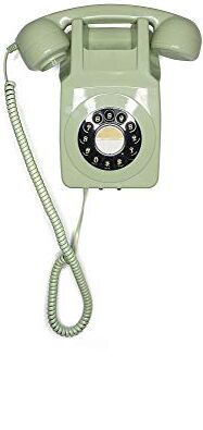 GPO 746 Wall Telefono a Quadrante con Montaggio a Parete, Telefono Fisso Vintage per Casa, Ufficio, Telefoni Retro Con Suoneria a Campanello Originale e Cavo Arricciato, Verde