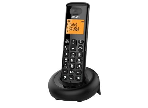 Alcatel E160 Nero Telefono Cordless DECT con Blocco Chiamate Indesiderate, Ampio Display Retroilluminato Arancione di Facile Lettura, Suonerie Classiche e Polifoniche