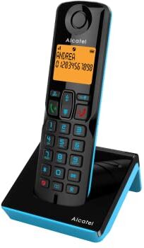 Alcatel S280 NERO/BLU Telefono Cordless DECT : Design Compatto, Colori Accattivanti, Ampio Display Retroilluminato, Funzione Vivavoce, Blocco delle Chiamate Indesiderate