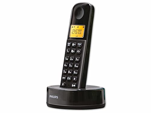 Philips Telefono Senza Fili D1651B/01 DECT Telefono di Casa Linea Fissa Riconoscimento del Numero Portata Senza Interferenze Nero