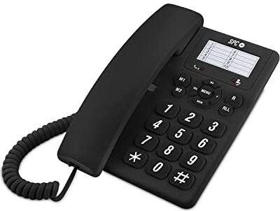 SPC Original Telefono fisso da tavolo o da parete, con tasti grandi e di facile utilizzo, 3 memorie dirette, volume suoneria extra forte, funzione di ricomposizione Nero