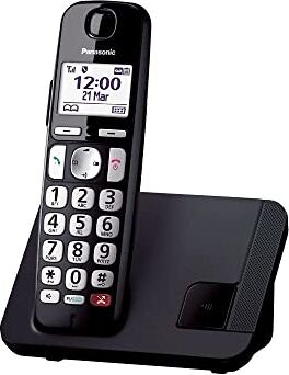 Panasonic KX-TGE250JTB Telefono Cordless Digitale, Unità Base e Ricevitore Singolo, ID Chiamante Parlante, Blocco Chiamate Indesiderate, Compatibile con gli Apparecchi Acustici, Display LCD, Nero