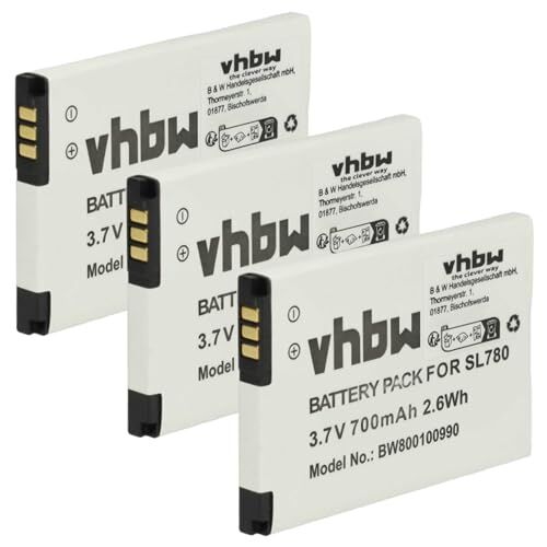 vhbw 3x batteria compatibile con Siemens Gigaset SL610H Pro, SL780, SL785, SL788, SL78H telefono fisso cordless (700mAh, 3,7V, Li-Ion)