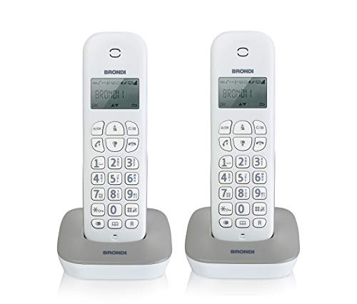 Brondi Gala Twin Telefono Cordless, Bianco/Grigio