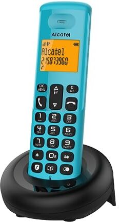 Alcatel E160 Blu Telefono Cordless DECT con Blocco Chiamate Indesiderate, Ampio Display Retroilluminato Arancione di Facile Lettura, Suonerie Classiche e Polifoniche