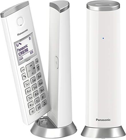 Panasonic Telefono DECT cordless KX-TGK212JTW con retroilluminazione LCD da 1,5 pollici, suonerie bianche, chiamate indesiderate, Eco ed Eco Plus, bianco