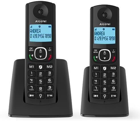 Alcatel F530 Duo, téléphone sans fil avec 2 combinés, blocage d'appels, mains libres et deux mémoires directes Noir