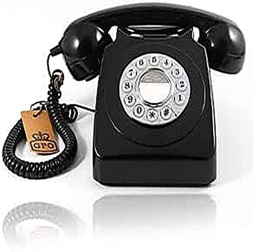 GPO 746 Telefono a Quadrante Push Button, Telefono Fisso Vintage per Casa, Ufficio, Telefoni Retro Con Suoneria a Campanello Originale e Cavo Arricciato, Nero