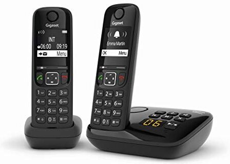 Siemens AS690A Duo Telefono Cordless, 2 Portatili + Segreteria, Vivavoce Alta Qualità, Tastiera Illuminata ed Ampio Display, Lista Chiamate Fatte, Ricevute e Perse [Versione Italiana]