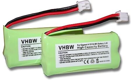 vhbw 2x NiMH batteria 700mAh (2.4V) compatibile con telefono cordless Siemens Gigaset AL14H, AS14, AS140 sostituisce V30145-K1310-X359, V30145-K1310-X383.