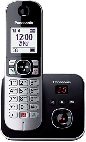 Panasonic KX-TG6861JTB Telefono Cordless Digitale con Segreteria Telefonica Digitale, Unità Base e Ricevitore Singolo, ID Chiamante, Blocco Chiamate, Blocco Chiamate Automatiche, Display LCD, Nero