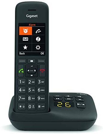 Siemens C575A Telefono fisso senza fili con segreteria integrata fino a 30 min di registrazione, grande display retroilluminato a colori,funzioni mani libere,blocco di chiamate,Nero [Versione Francia]