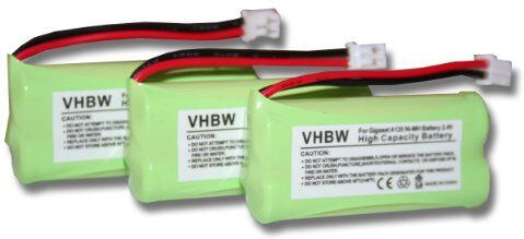 vhbw 3x NiMH batteria 700mAh (2.4V) compatibile con telefono cordless Siemens Gigaset AL14H, AS14, AS140 sostituisce V30145-K1310-X359, V30145-K1310-X383.