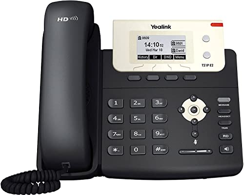 Yealink SIP-T21P E2 Telefono VoIP, Entry-level IP con 2 linee e voce HD, Nero