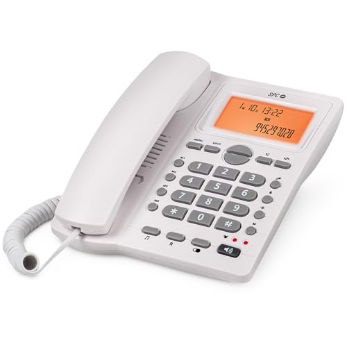 SPC Office ID 2 Telefono fisso con display illuminato, 4 memorie dirette e 10 indirette, 2 livelli di suoneria, ID chiamante, segnale luminoso, vivavoce, da tavolo o a parete Bianco