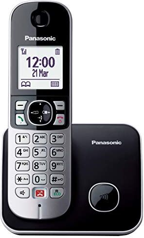 Panasonic KX-TG6851JTB Telefono Cordless Digitale, Unità Base e Ricevitore Singolo, ID Chiamante, Blocco Chiamate Indesiderate, Suoneria Categoria, Display LCD, Tastiera Illuminata, Nero