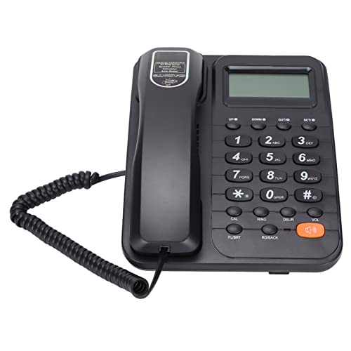 Bewinner Telefoni Fissi per Casa, Telefono con Filo per Anziani, Telefono Fisso per Casa, Scuola, Ufficio, ID Chiamante, Semi Vivavoce, Senza Batteria, Interfaccia di Estensione, 24 (Nero)