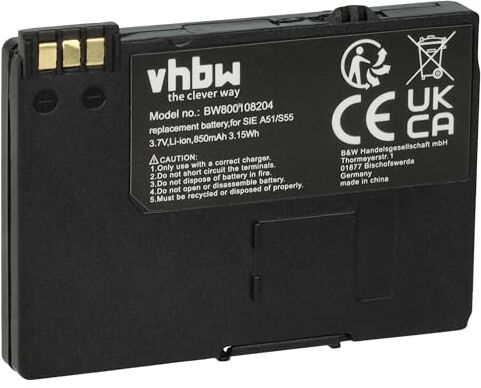 vhbw batteria compatibile con Siemens Gigaset SL37H, 4015 Micro, S44, S440, S445, SL1, SL100, SL150 telefono fisso e cordless (850mAh, 3,7V, Li-Ion)