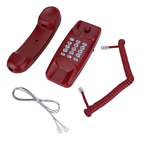 DEWIN Telefono Nessun ID Chiamante, Prolunga Telefono Fisso a Parete Nessun ID Chiamante Telefono di Casa per la Famiglia Dell'hotel (Rosso)