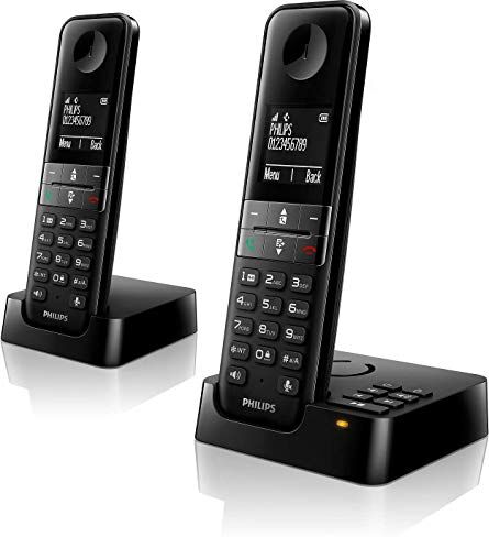 Philips D4752B DECT Telefono cordless – Display 4,6 cm – 2 telefoni – Plug and Play