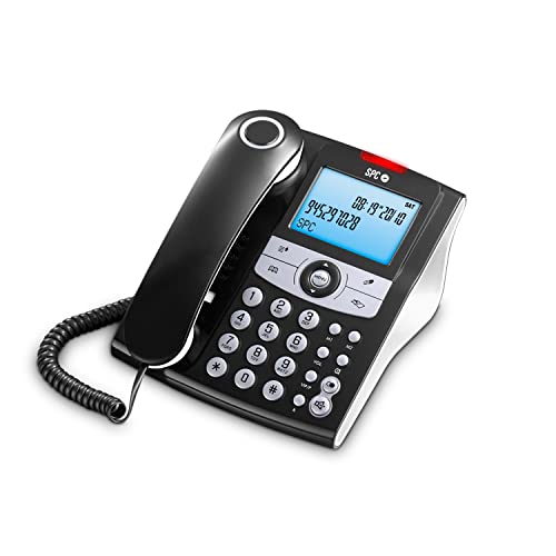 SPC Elegance ID Telefono fisso da tavolo con schermo illuminato, 2 memorie dirette, rubrica, ID chiamante, vivavoce e segnale luminoso per chiamate perse