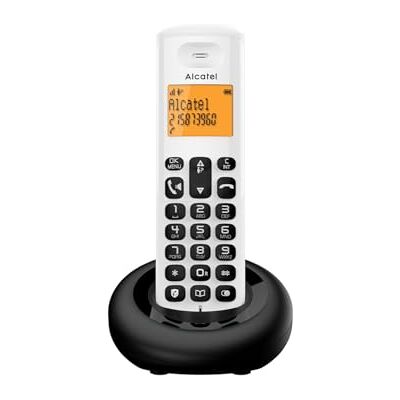Alcatel E260 Telefono fisso cordless DECT Design compatto Grande display retroilluminato Vivavoce Funzione blocco chiamate indesiderate Bianco Alcatel E260 Telefono fisso cordless DECT Design compatto Grande display retroilluminato Vivavoce Funzione blocco chiamate indesiderate Bianco