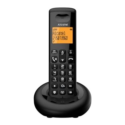 Alcatel E260 Telefono fisso cordless DECT Design compatto Grande display retroilluminato Vivavoce Funzione blocco chiamate indesiderate Nero Alcatel E260 Telefono fisso cordless DECT Design compatto Grande display retroilluminato Vivavoce Funzione blocco chiamate indesiderate Nero