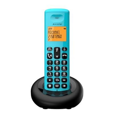 Alcatel E260 Telefono fisso cordless DECT Design compatto Grande display retroilluminato Vivavoce Funzione blocco chiamate indesiderate Blu Alcatel E260 Telefono fisso cordless DECT Design compatto Grande display retroilluminato Vivavoce Funzione blocco chiamate indesiderate Blu