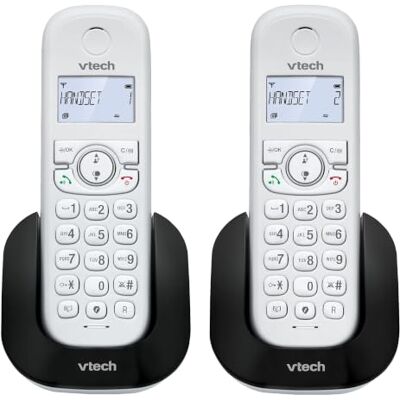 VTech CS1501 Telefono Cordless Casa Duo, Telefono fisso DECT con vivavoce e blocco chiamate, doppia ricarica, identificatore di chiamata, LCD Display retroilluminato e tastiera, modalità ECO, Bianco VTech CS1501 Telefono Cordless Casa Duo, Telefono fisso DECT con vivavoce e blocco chiamate, doppia ricarica, identificatore di chiamata, LCD Display retroilluminato e tastiera, modalità ECO, Bianco