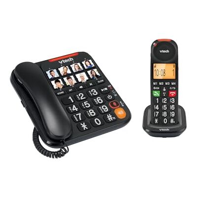 VTech CL6550 Telefono cablato con tasti grandi con segreteria telefonica e combinazione aggiuntiva, blocco chiamate, combinato e base con altoparlante, pulsanti grandi e grande schermo, tasti di VTech CL6550 Telefono cablato con tasti grandi con segreteria telefonica e combinazione aggiuntiva, blocco chiamate, combinato e base con altoparlante, pulsanti grandi e grande schermo, tasti di