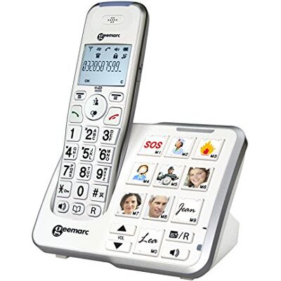 Geemarc AmpliDECT 295 Photo Telefono a tasti grandi con 10 tasti a chiamata diretta con foto e display di chiamata ottico sulla stazione base, segreteria telefonica integrata, versione tedesca Geemarc AmpliDECT 295 Photo Telefono a tasti grandi con 10 tasti a chiamata diretta con foto e display di chiamata ottico sulla stazione base, segreteria telefonica integrata, versione tedesca