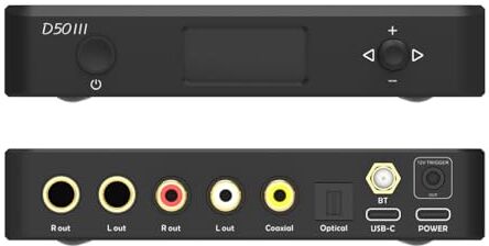 AOSHIDA TOPPING D50 III 2x ES9039Q2M Balanced DAC, XU316 DSD512 PCM768kHz USB DAC, ingresso Bluetooth5.1/USB/Ottico/Coassiale Convertitore D/A, uscita RCA/TRS DAC, Hi-Res Audio DACs supporta USB PEQ, Nero